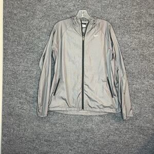 Nike Running Womens Vapor Lightweight Jacket Size Large Gray Zip Up Hooded